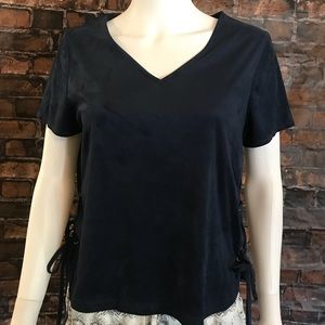 ASOS Influence Navy Velvet Top